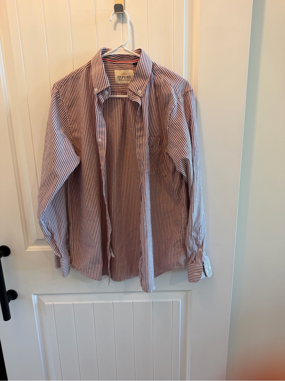 Oxford Striped Button-Down Shirt in Red and White